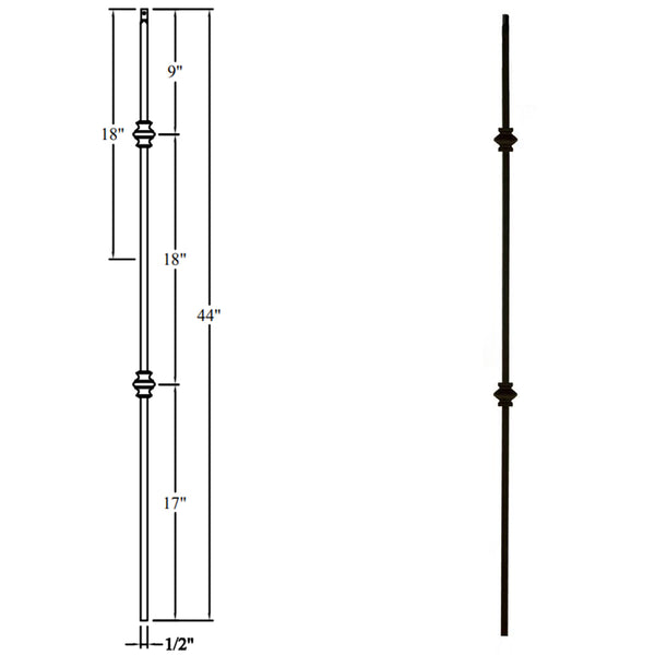 Double Knuckle Wrought Iron Baluster Affordable Stair Parts Affordable Stair Parts® 5767