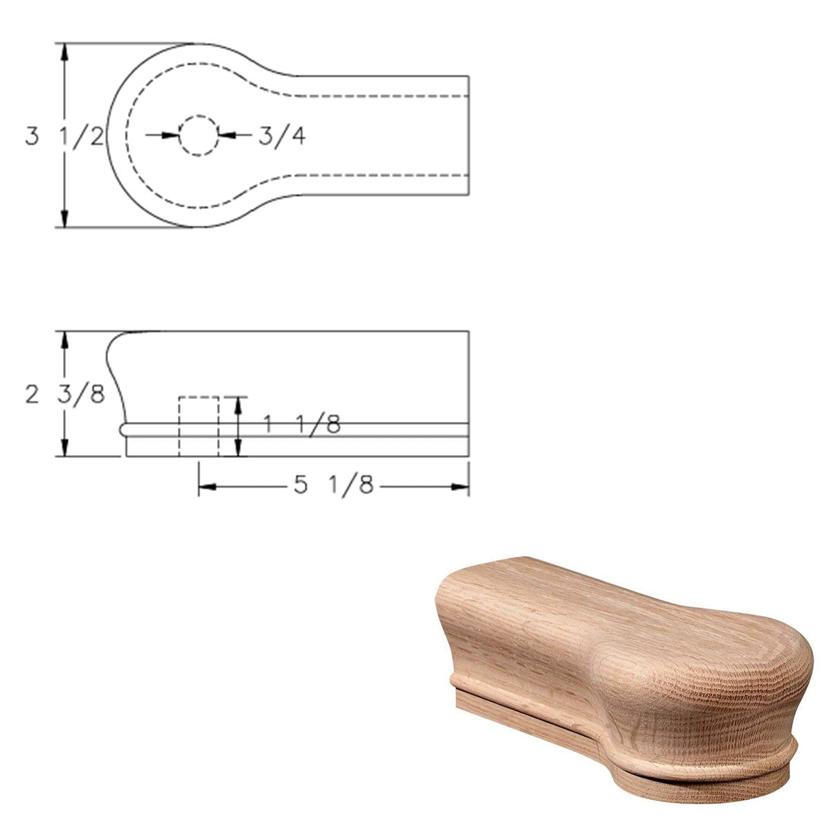 Stair Opening Cap Handrail Fitting - Affordable Stair Parts ...