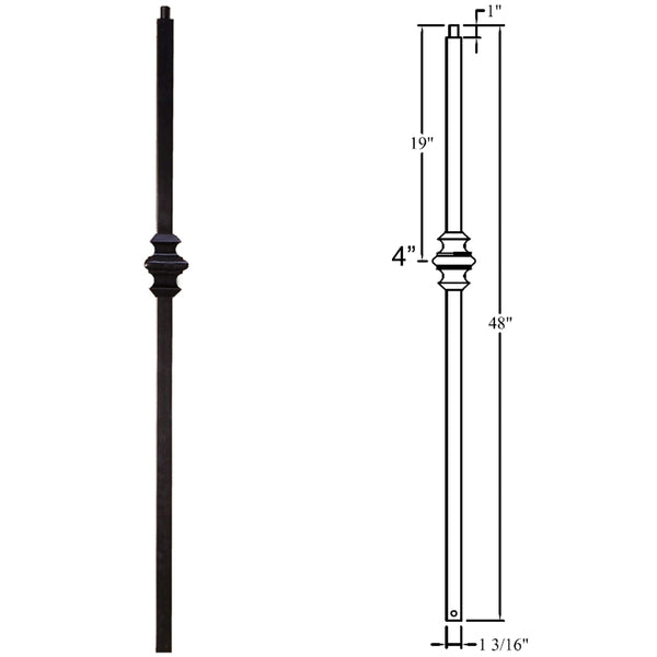 Single Knuckle Wrought Iron Newel Post - Affordable Stair Parts ...